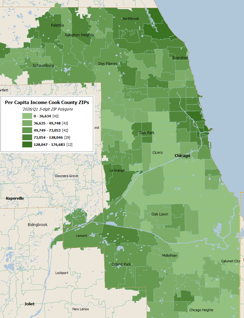 Cook County ZIPS with quartile dispersion based intervals